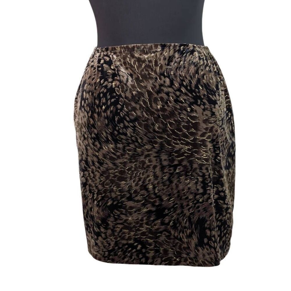 Carole Little 16 Gold Velvet Feather Pencil Skirt Sparkly Evening Fits 1X 2X 3X